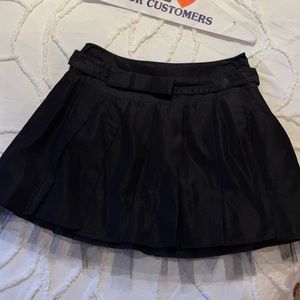 Blumarine Black Nylon Pleated Skirt with Tulle Underlay